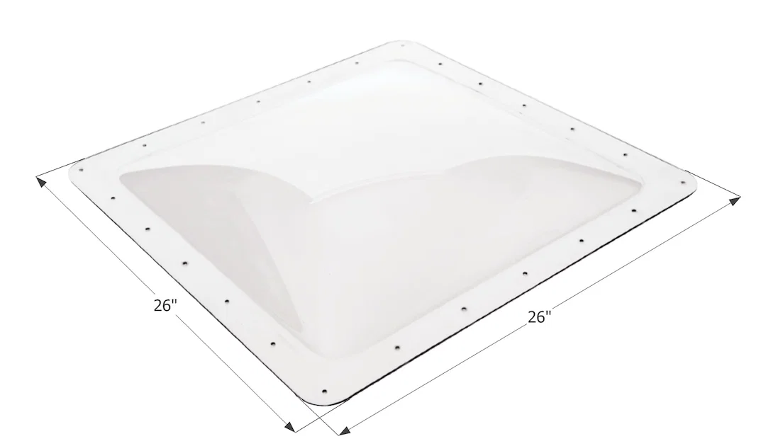 01856 – ICON Skylight, 4 Inch High Bubble Type Dome Square For 22 Inch Length x 22 Inch Width Opening 26 Inch Length ...